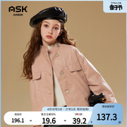 askjunior女童皮衣2024春季韩版洋气儿童机车，夹克中大童外套