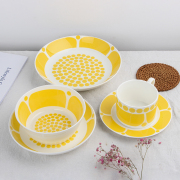 deardali黄色星期天陶瓷，花朵餐具芬兰同款饭菜盘，咖啡杯深盘碗套装