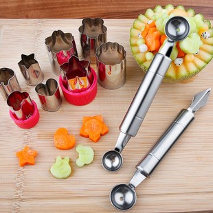 不锈钢蔬菜水果挖球器切西瓜神器挖球勺子拼盘工具套装分割器模具