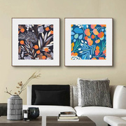 美式复古小清新挂画抽象花卉树叶，艺术壁画客厅沙发背景墙装饰画