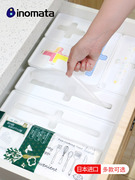 日本inomata带盖十字收纳盒一次性手套纸巾厨房抽屉储物塑料整理
