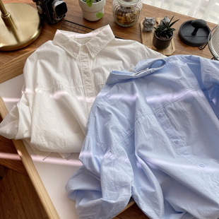 以纯棉a21白衬衫春装女2024年上衣，设计感长袖，小众外套叠穿内搭