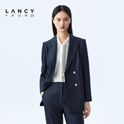 LANCY/朗姿春季职业中长款西装外套气质收腰范西服羊毛正装女
