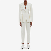 jacquemus白色拉链西装，外套直筒长裤套装修身显瘦职业装，两件套女