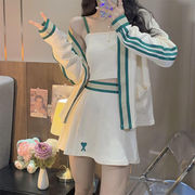 。运动裙小香风运动服套装，短裙春秋休闲时尚减龄炸街网红三件套女