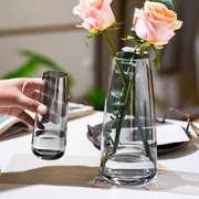 现代简约北欧式玻璃花瓶客厅ins风透明水养插花小花瓶高级感摆件