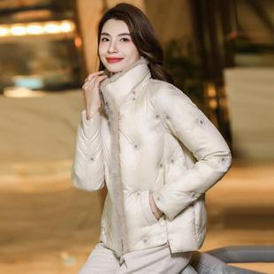 高端鹅绒羽绒服女冬季2023时尚，洋气高贵短款高级感气质鹅绒服