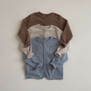 韩国婴幼童装薄棉柔软镂空长袖空调服开衫，夏季防蚊外套minirobe