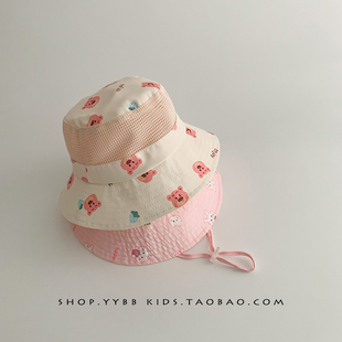 婴儿帽子夏季薄款可爱超萌婴幼儿宝宝防晒遮阳男女童，网眼渔夫帽潮