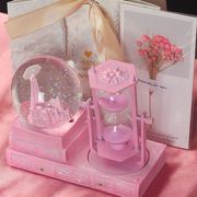 粉色半小时创意城堡，水晶球计时沙漏，送女闺蜜生日礼物走心摆件