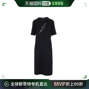 香港直发GIVENCHY纪梵希女士黑色圆领长款印花连衣裙BW209R3Z0V