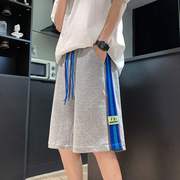 13-15岁青少年短裤男夏季男孩裤宽松直筒休闲大码条纹中裤子