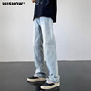 vishow高街长裤2023美式牛仔裤，窄版显高显瘦男渐变复古潮牌裤子
