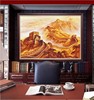 龙抬金色长城油画办公室客厅，书房书柜手绘风景画新中式会议室定制