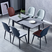 意式岩板伸缩餐桌椅组合小户型，家用折叠饭桌现代简约轻奢餐台桌子