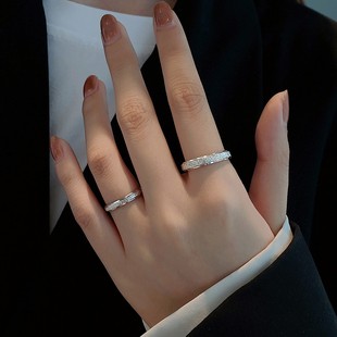 s925纯银戒指男小众设计高级感单戒对戒一对情侣款食指女素圈礼物
