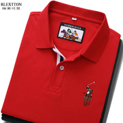 经典短袖大红色polo衫t恤品牌，男装保罗有领带领体恤翻领半袖t夏季