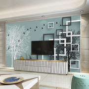 欧式简约3d立体壁画客厅，沙发电视背景墙壁纸，卧室温馨墙布绿色墙纸