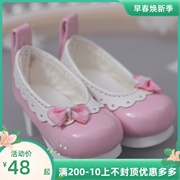 bjd娃娃鞋子4分粉色蝴蝶结，鞋高跟娃鞋sd娃娃