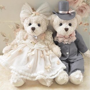 结婚新婚礼物泰迪熊压床大娃娃一对毛绒玩具车头情侣婚庆公仔摆件