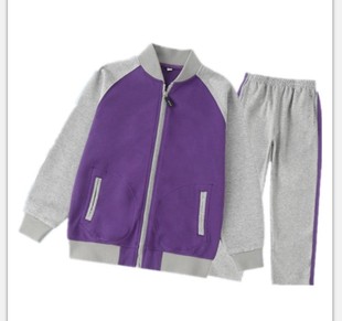 中小学生冬季加绒款纯棉运动服清华附小紫色运动校服上衣长裤子