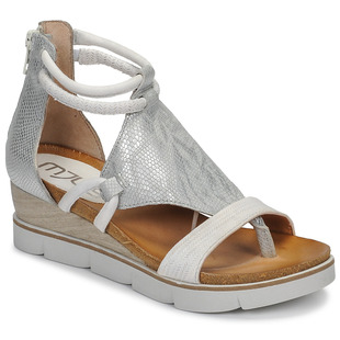 MJUS女鞋凉鞋坡跟厚底夹趾一字带包跟复古欧美风白色夏季
