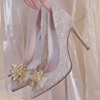 法式水晶婚鞋女2024年春季仙女，风少女伴娘高跟鞋婚纱秀禾两穿