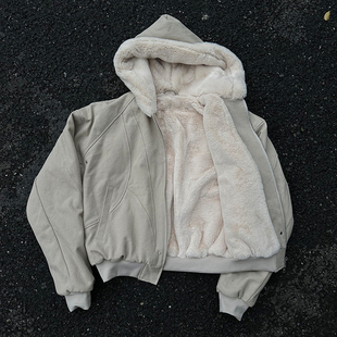 catsstac座山雕加绒加厚外套，男cleanfit重磅帆布，水洗棉服夹克