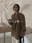 RIXO EXIT法式高级感西装女时尚圆领秋冬休闲加厚小个子毛呢外套