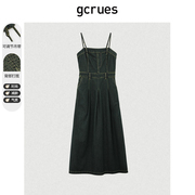 gcrues设计感小众吊带，连衣裙2024年夏季赫本风牛仔裙子女春装