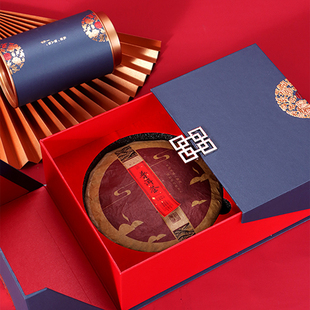 357克普洱茶茶饼包装盒空盒高档喜庆盒定制一罐一饼茶叶礼盒