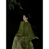 无罄自制《玉琢》新中式绿色丝绒上衣 拼接提花面料半裙 禅意套装