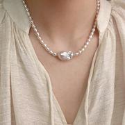 法式复古优雅时髦感天然巴洛克珍珠项链大鱼尾珍珠颈链锁骨链小众