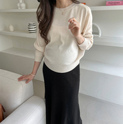 孕妇外穿两件套韩国减龄长袖针织衫托腹荷叶边半身裙秋装套装
