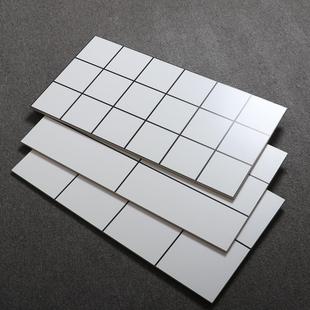 北欧瓷砖哑光白色黑线格子面包砖厨房墙砖300x600卫生间阳台瓷片