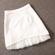 半身裙女短裙白色蕾丝设计a字包臀裙胖mm大码裙高腰显瘦赫本风裙