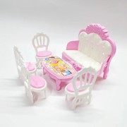 洋娃娃玩具16厘米娃娃聚餐套装，模型玩具微缩玩具，q版椅子桌子食物