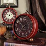 客厅桌面时钟摆件美式静音，创意闹钟复古台式钟表，家用座钟床头闹铃