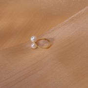 丽沁s925纯银双珠开口戒指纯银，民族风简约气质法式指环可调节戒指