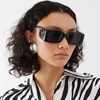 欧美潮款长方形框墨镜男女高级感个性环扣双G镂空设计前卫太阳镜