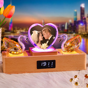 水晶天鹅蓝牙时钟diy照片音乐盒结婚情侣，纪念品礼物创意摆件