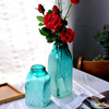 创意精美彩色玻璃花瓶台面仿真花，插花器人工吹制软装家居花瓶