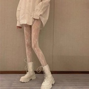 白色蕾丝丝袜女日系古着法式少女复古镂空花朵洛丽塔打底连体裤袜