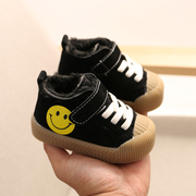 保暖婴儿鞋子0-6-24个月加绒宝宝棉鞋学步鞋笑脸饼干鞋男女童短靴