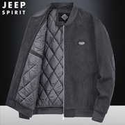 jeep吉普夹克男装，短款棒球领加厚灯芯绒，上衣服男士秋冬季外套