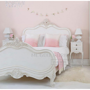 法式浪漫实木雕花床卧室1.8米双人床欧式白色婚床美式1.5米公主床