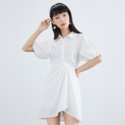 gcrues白色衬衫连衣裙女设计感小众2024夏扭今年流行漂亮女装