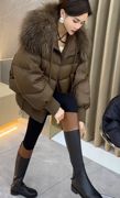 欧洲站大毛领羽绒棉服2022冬季小个子短款流行设计感外套