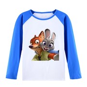 长袖棉t恤衣服秋装动物城，t恤朱迪尼克狐狸，兔子亲子儿童卡通纯