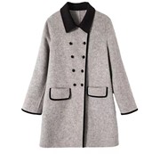 2023秋冬韩版羊毛呢外套，女中长款时尚，双排扣双面呢大衣赫本风